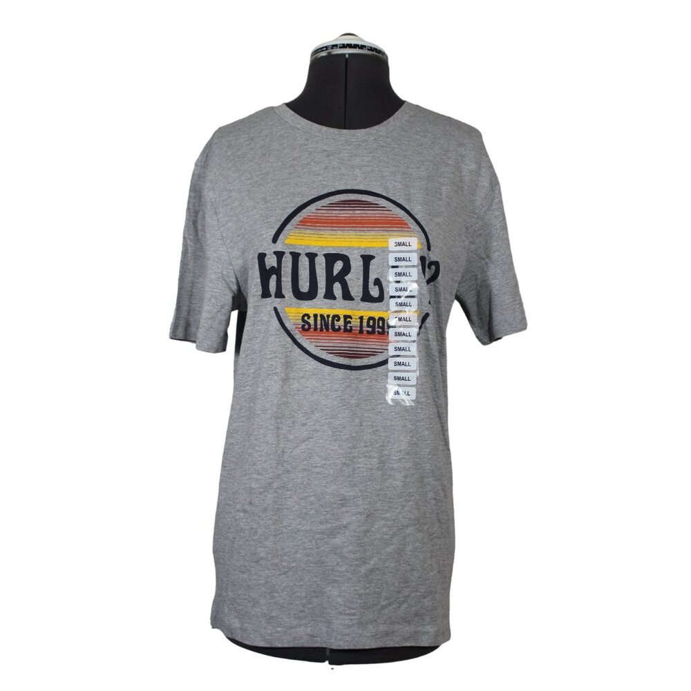 Hurley men's gray comfort blend crew neck graphic‎ print short sleeve t-shirt